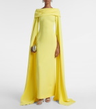 Solace London Nuri caped off-shoulder crêpe gown
