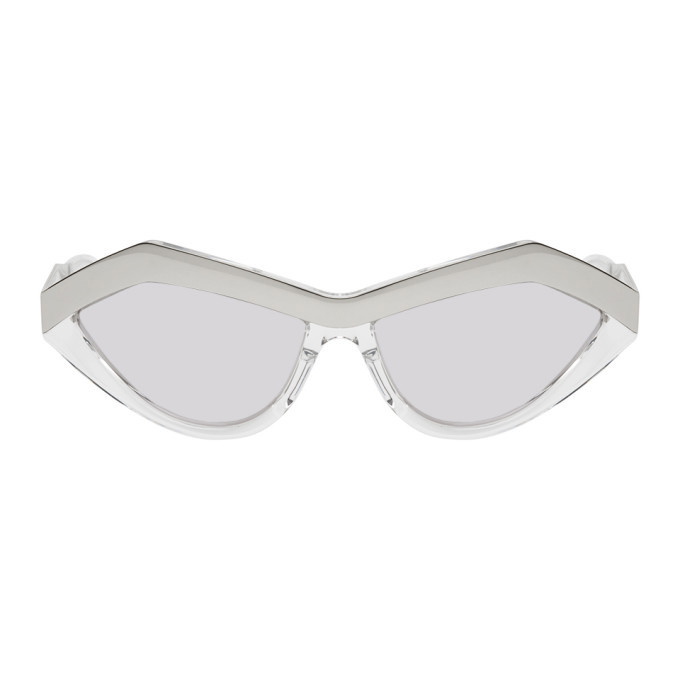 Photo: Bottega Veneta Silver Cat-Eye Sunglasses