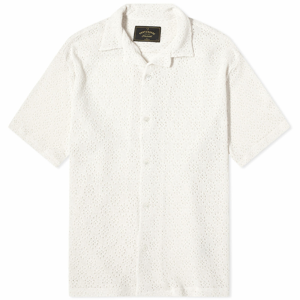 Photo: Portuguese Flannel Men's Ground Knit Vacation Shirt in Off White