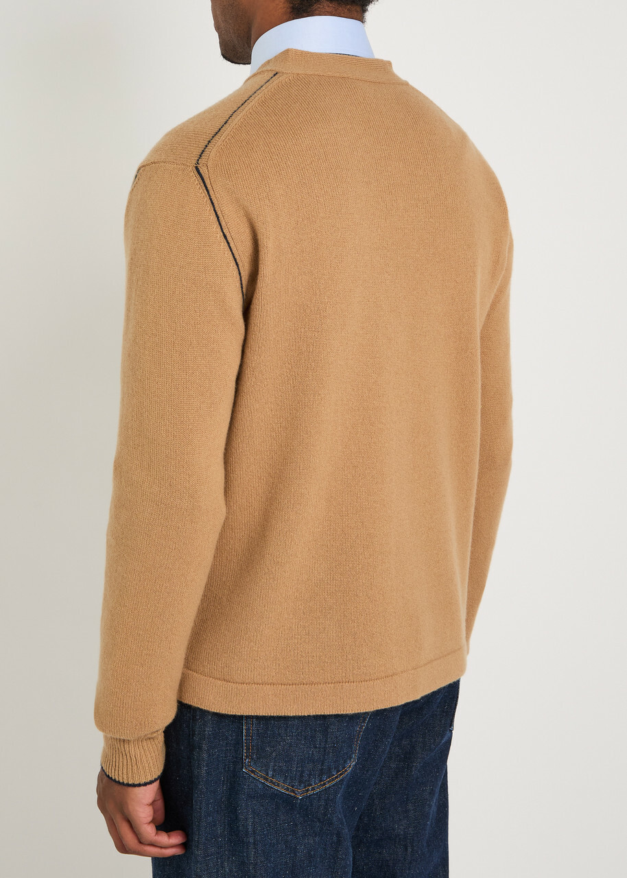 Vivienne Westwood Alex Logo Wool and Cashmere-blend Cardigan Camel
