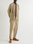 Universal Works - Kyoto Tapered Pleated Cotton-Corduroy Drawstring Trousers - Neutrals