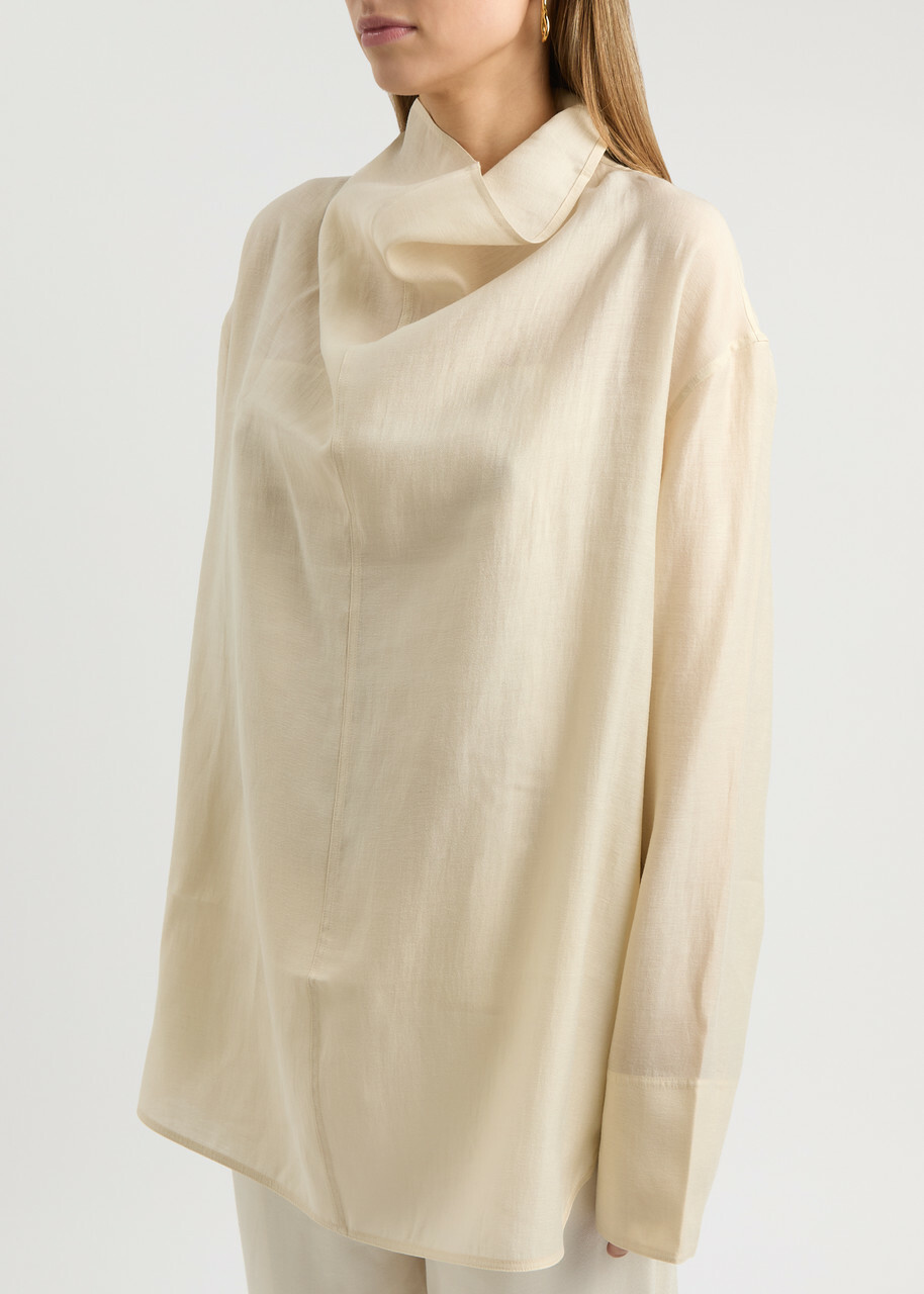 Toteme Draped Woven Blouse Ecru Toteme