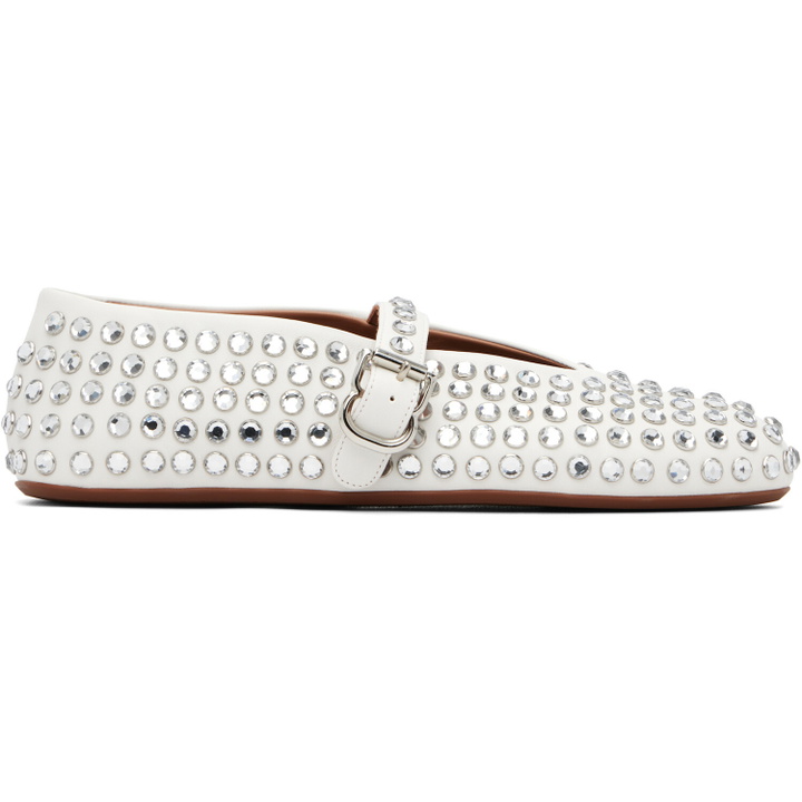 Photo: ALAÏA White Strass Lambskin Ballerina Flats