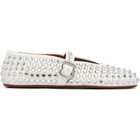 ALAÏA White Strass Lambskin Ballerina Flats