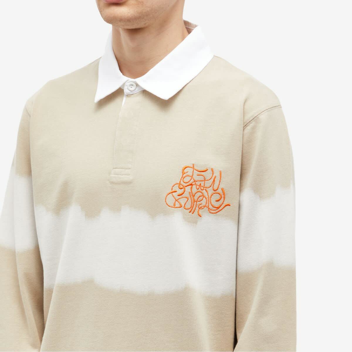 Evisen エビセン KNIT RUGBY SHIRT XL Edwin Men's Cody Rugby Shirt in White Pepper Edwin