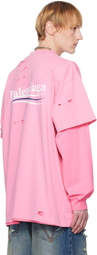 Balenciaga Pink Political Campaign Long Sleeve Layered T-shirt