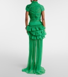 Dries Van Noten Ruffled silk muslin maxi skirt