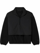 FEAR OF GOD ESSENTIALS - Layered Cotton-Blend Fleece and Shell Half-Zip Sweatshirt - Black