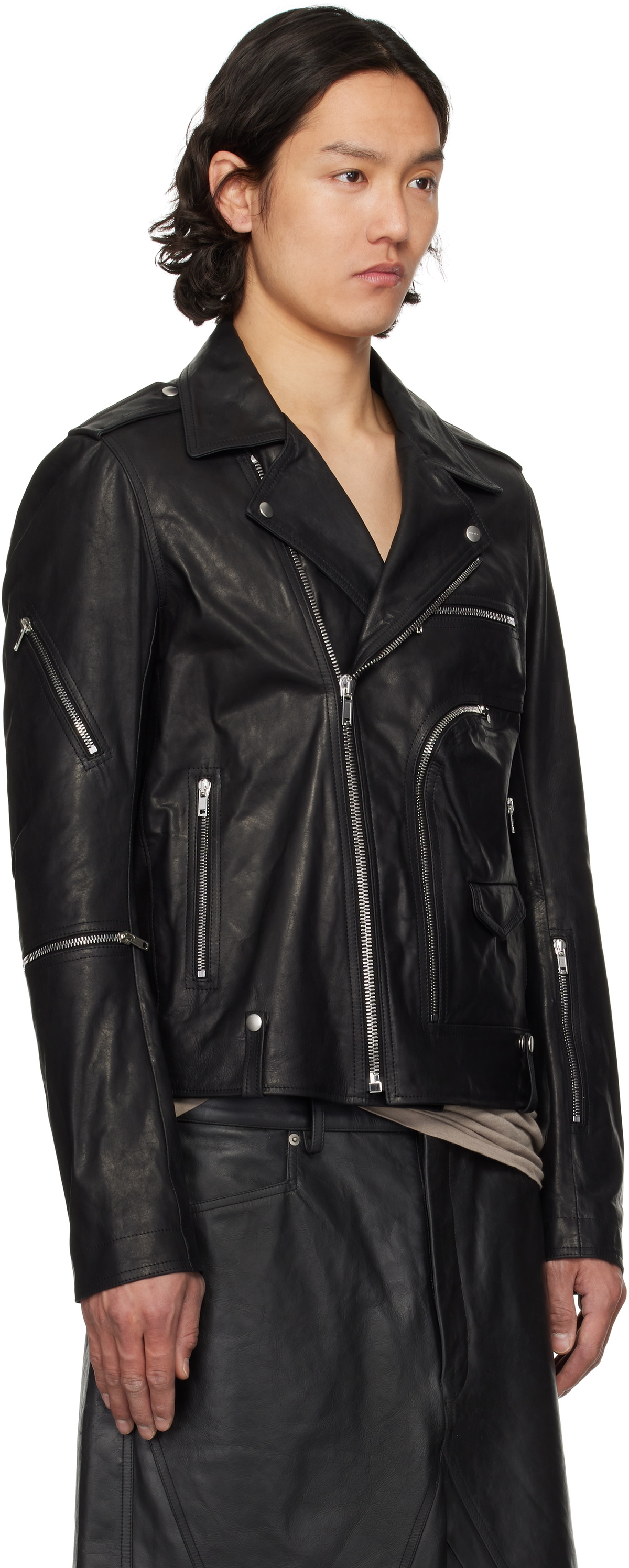 Rick Owens Black Hollywood Bauhaus Stooges Leather Jacket