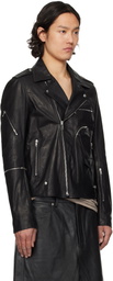 Rick Owens Black Hollywood Bauhaus Stooges Leather Jacket