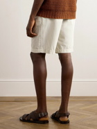 Zegna - Straight-Leg Pleated Cotton and Linen-Blend Twill Shorts - Neutrals