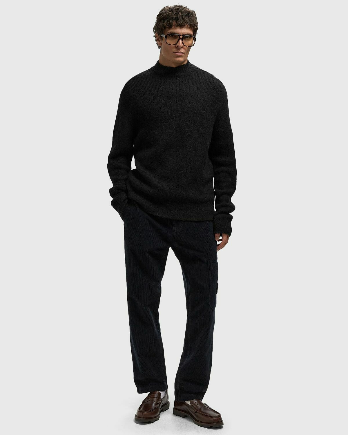 Norse Projects Rasmus Mock Neck Relaxed Brushed Sweater Black Mens