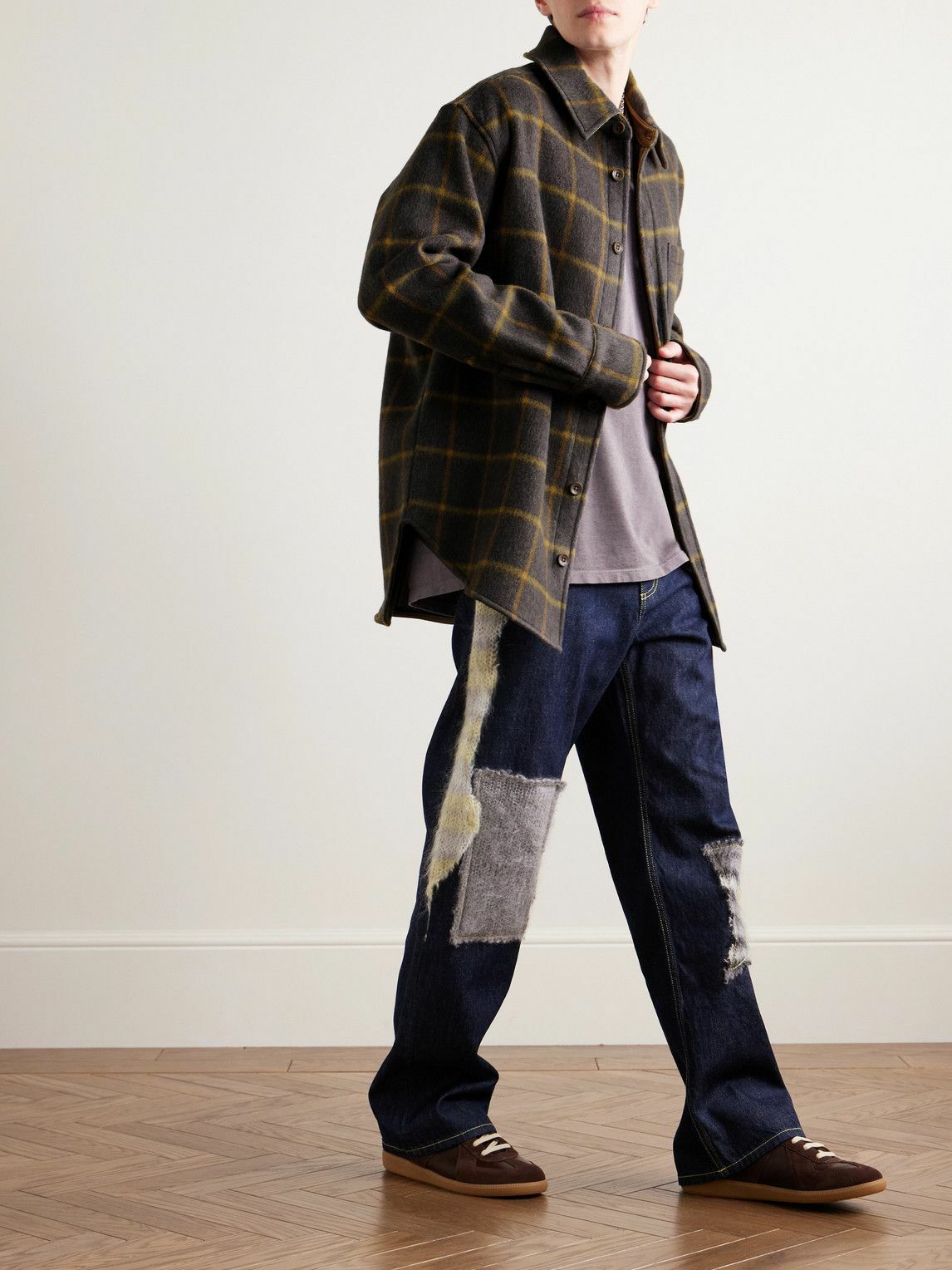 The Elder Statesman - Checked Brushed Wool-Blend Overshirt - Brown