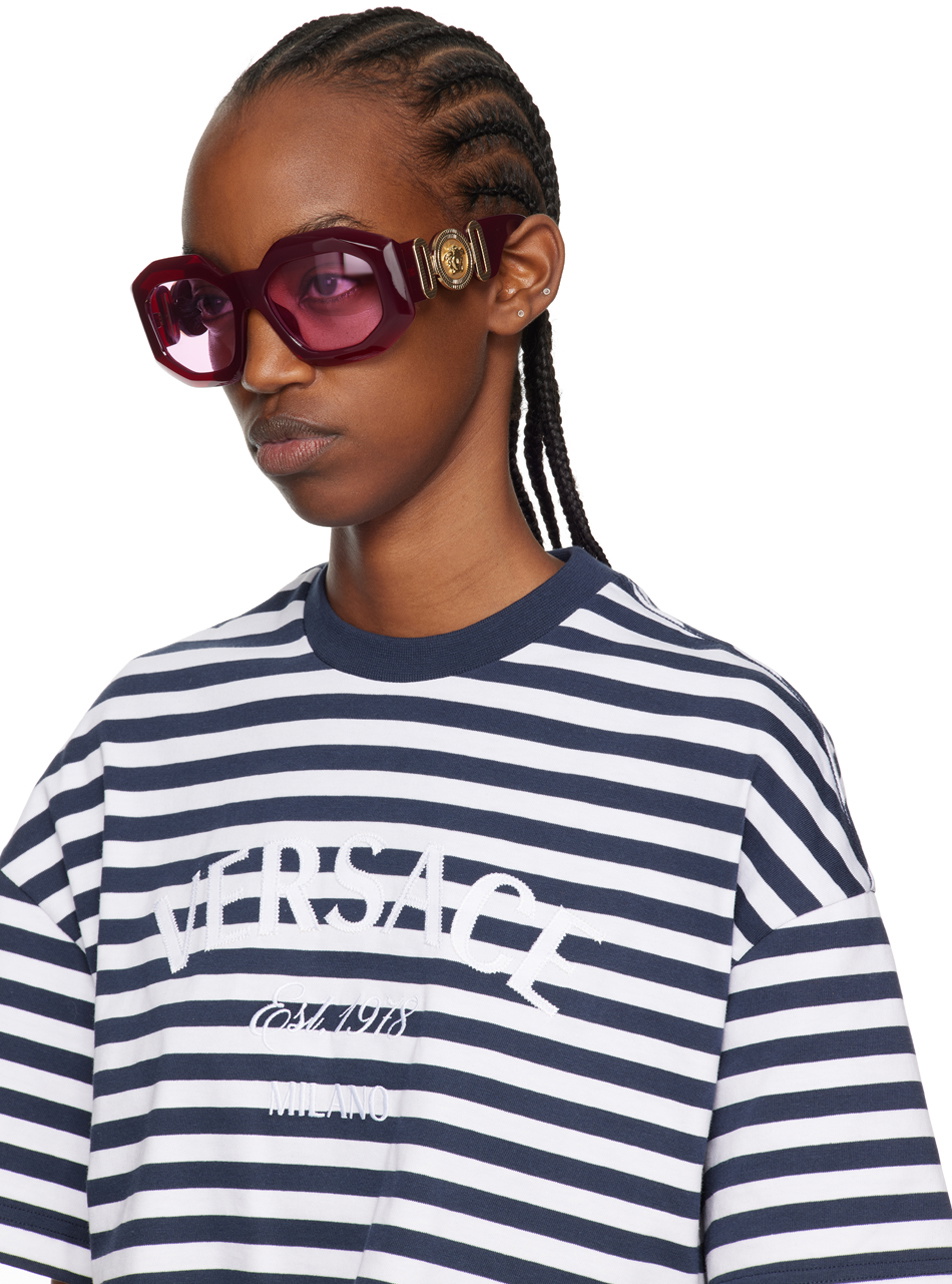 Versace Burgundy Maxi Medusa Biggie Squared Sunglasses Versace