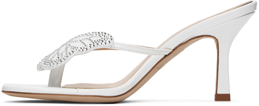 Blumarine White Butterfly Thong Sandals