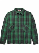 SAINT Mxxxxxx - Distressed Checked Cotton-Flannel Shirt - Green
