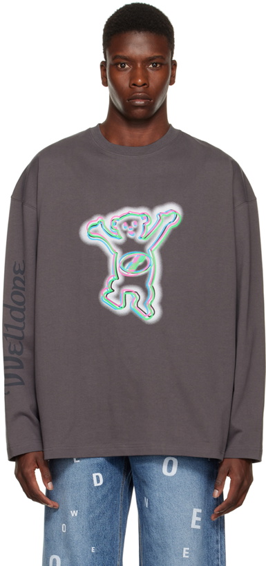 Photo: We11done Gray Colorful Teddy Long Sleeve T-Shirt
