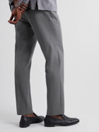 Stòffa - Tapered Pleated Peached-Cotton Trousers - Gray