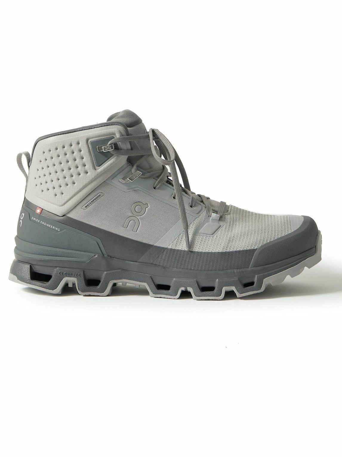 ON - Cloudrock Waterproof Rubber-Trimmed Mesh Boots - Gray On