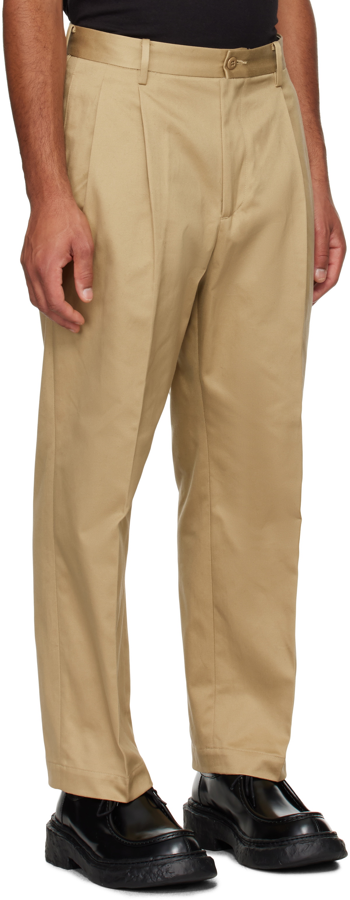 WACKO MARIA Beige Double Pleated Chino Trousers Wacko Maria