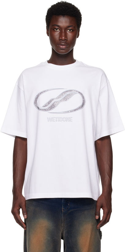 Photo: We11done White Rhinestoned Se11done Logo T-shirt