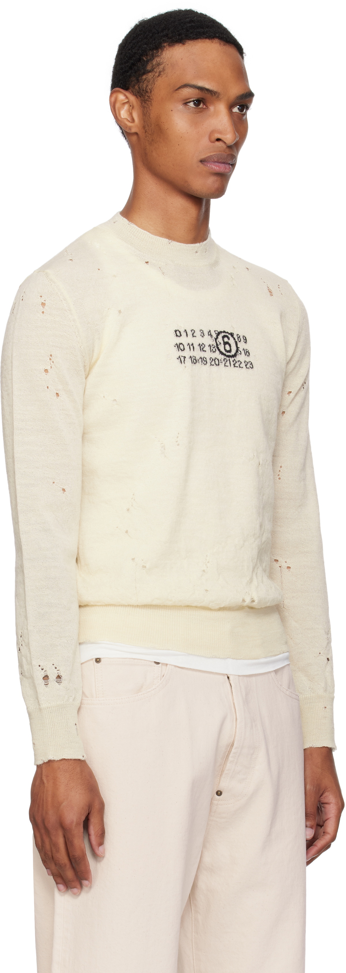 MM6 Maison Margiela Off-White Wool Sweater MM6 Maison Margiela