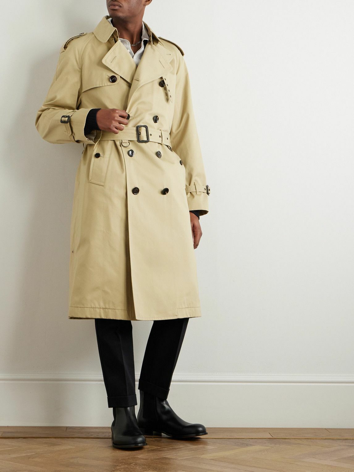 TOM FORD - Double-Breasted Cotton and Silk-Blend Trench Coat - Neutrals