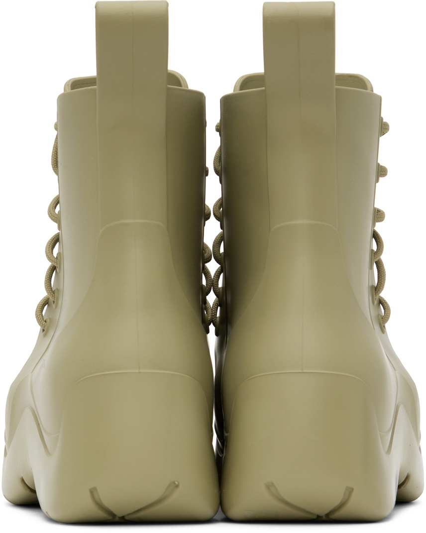 Bottega Veneta Khaki Puddle Lace-Up Boots Bottega Veneta
