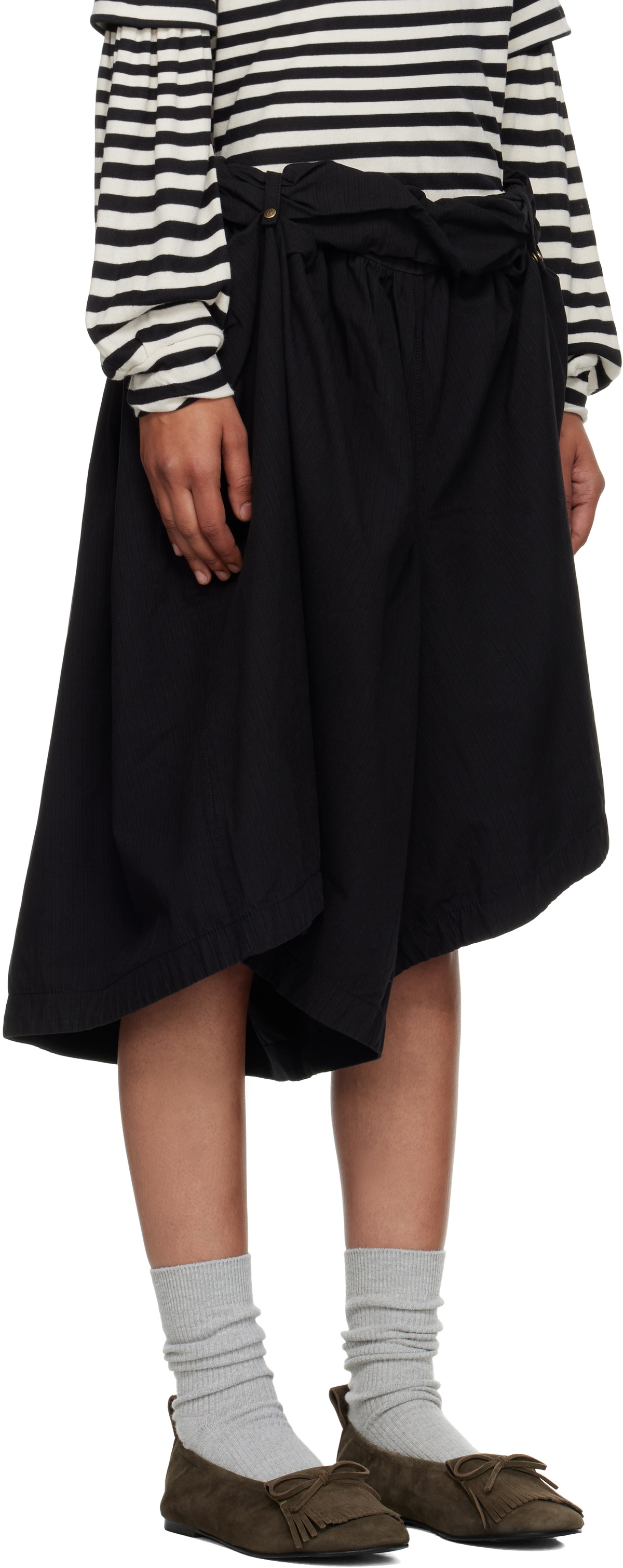 OPEN YY Black Rolled Waist Skort