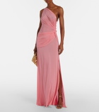 Alex Perry Gathered one-shoulder jersey gown