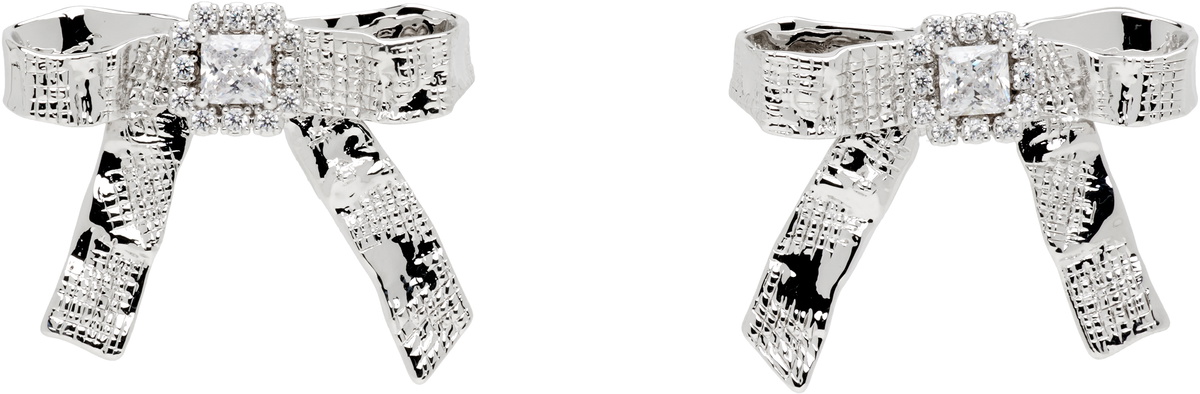 SHUSHU/TONG YVMIN Edition Twisted Rope Bow Faux-Pearl Earrings