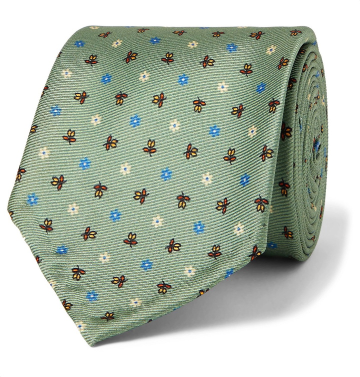 Photo: Rubinacci - Floral-Print Silk-Twill Tie - Green