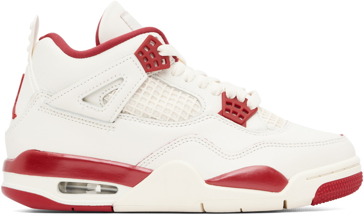 Photo: Nike Jordan Off-White & Red Air Jordan 4 Retro Sneakers