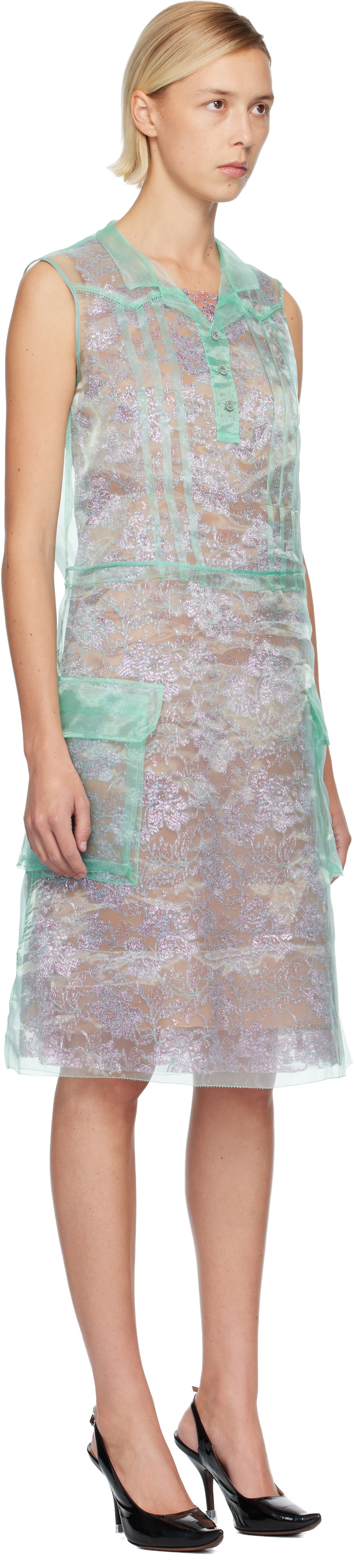 Maison Margiela Green Sheer Tea Midi Dress