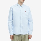 AMI Paris Men's Heart Button Down Oxford Shirt in Sky Blue