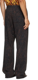 Dries Van Noten Black & Brown Printed Sweatpants