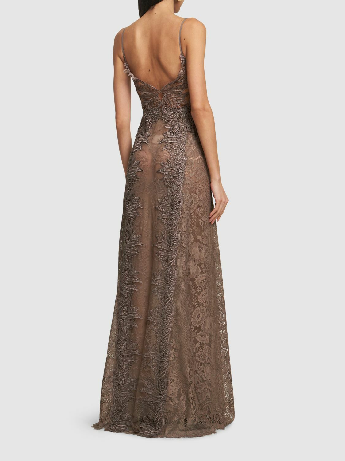 【関税込み】A FERRETTI Lace satin dress Alberta Ferretti Lace-Trim Satin Dress | Saks Fifth Avenue