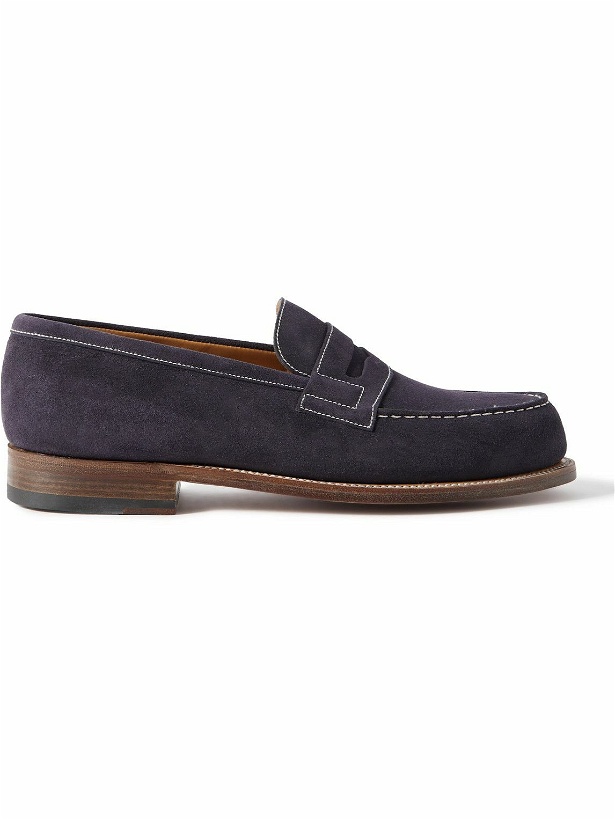 Photo: J.M. Weston - 180 Suede Penny Loafers - Blue