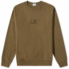 C.P. Company Men's Garment Dyed Centre Logo Crew Sweat in Ivy Green