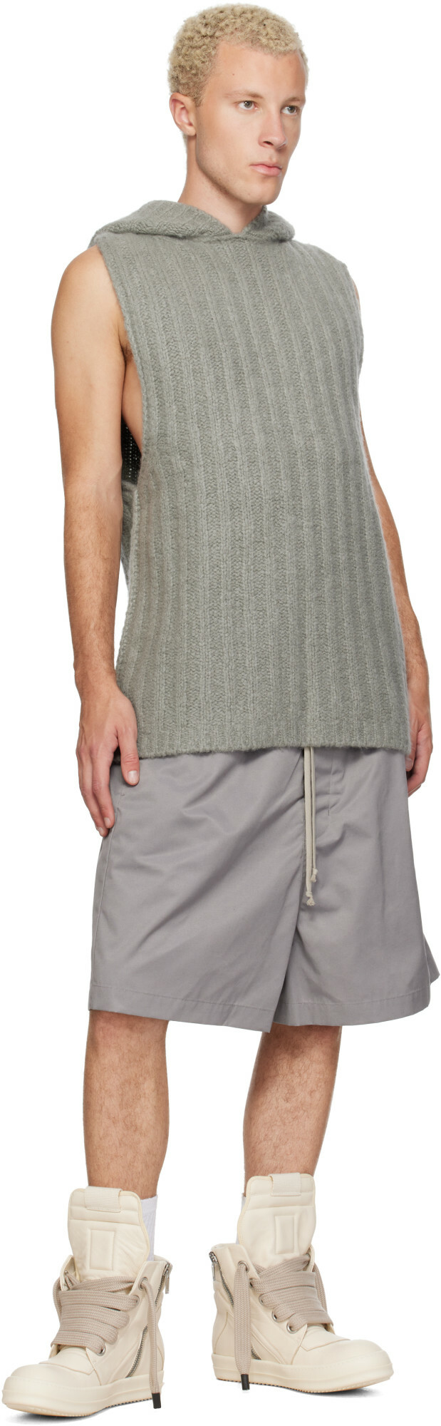 Rick Owens Gray Tower Hooded Tank Top