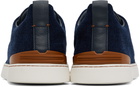 ZEGNA Blue Triple Stitch Sneakers