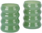 Sophie Lou Jacobsen Green Small Opaque Ripple Glass Set