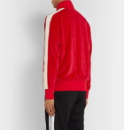 Palm Angels - Slim-Fit Logo-Print Webbing-Trimmed Cotton-Blend Velvet Track Jacket - Red