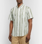 Club Monaco - Slim-Fit Button-Down Collar Striped Cotton Shirt - Green