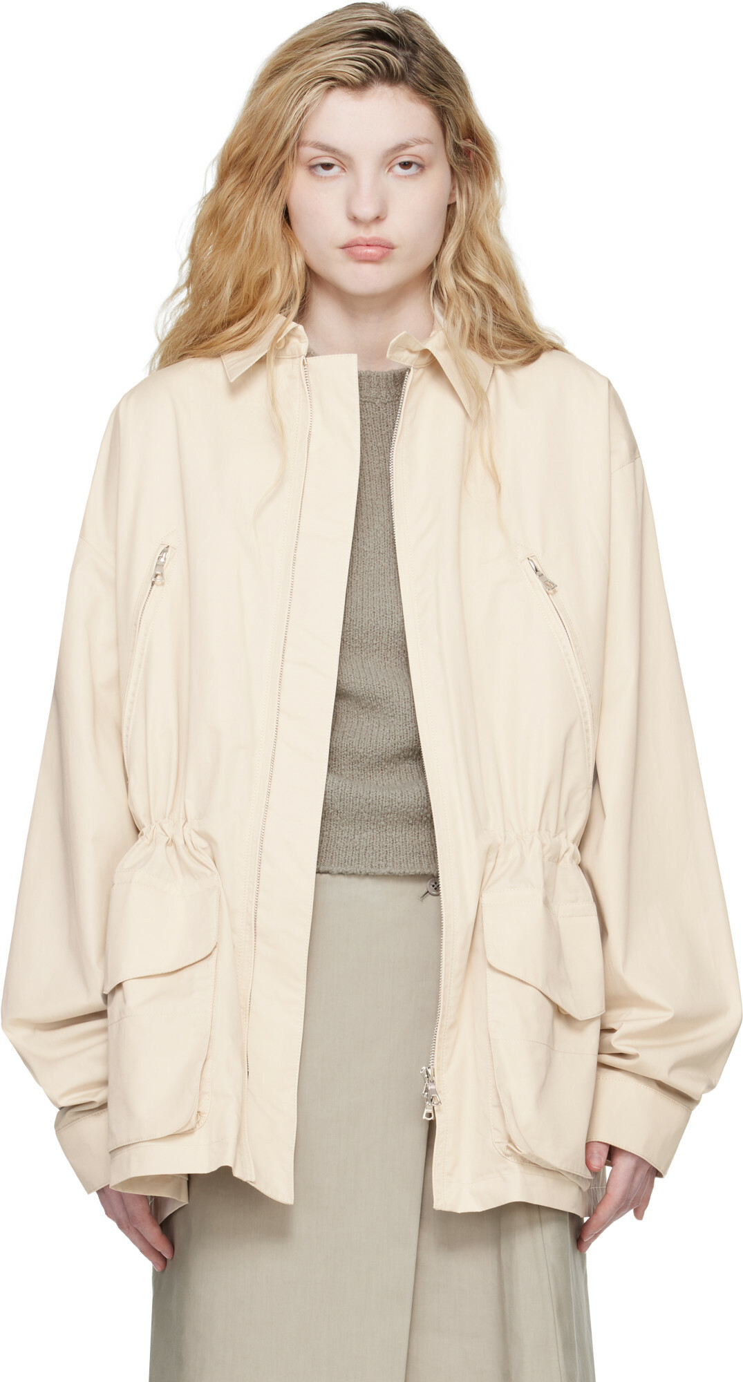 Rier Off-White Cotton Field Jacket