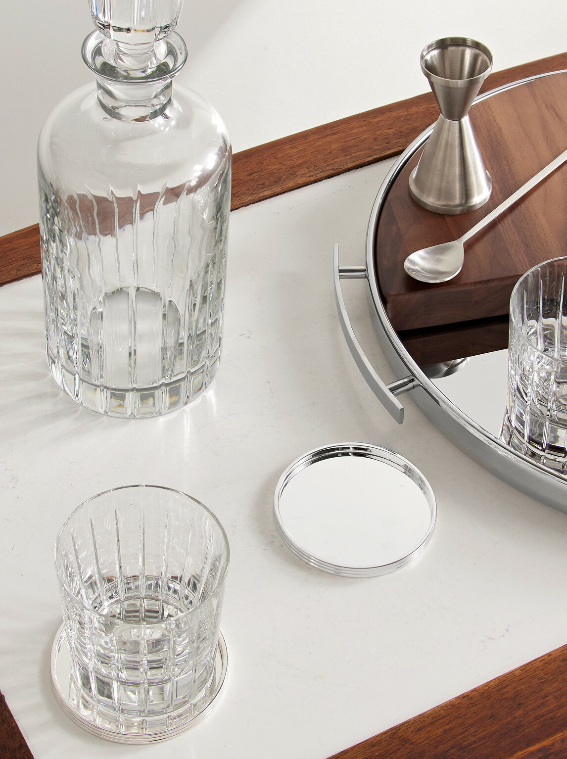 Christofle - KT Set of Two Silver-Plated Glass Coasters