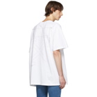 Off-White White and Silver Oversized Unfinished T-Shirt