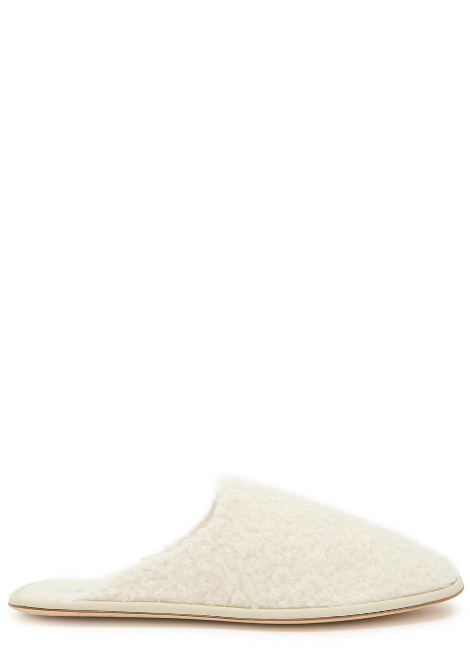 Gabriela Hearst Bristol Cashmere Bouclé Slipper Flats White