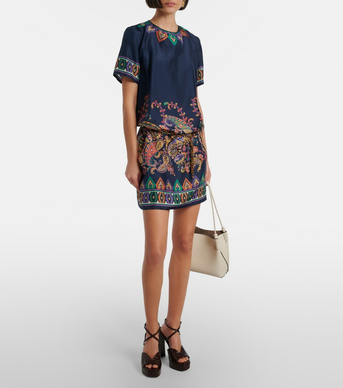 Etro Paisley silk habotai minidress