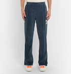 Off-White - Logo-Intarsia Cotton-Blend Velour Track Pants - Men - Blue